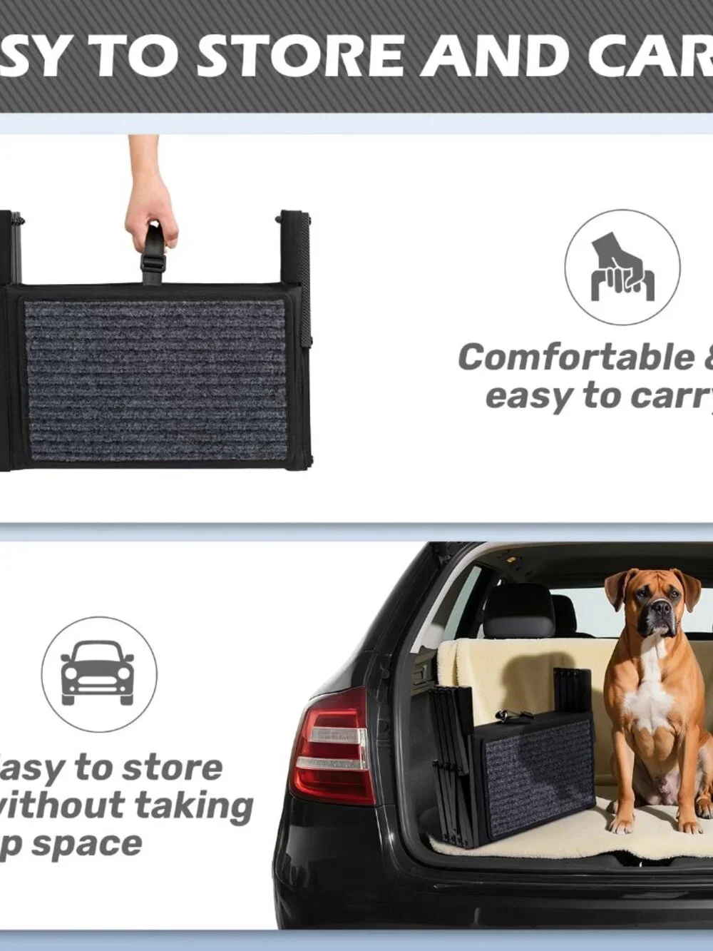 Dog Steps for Car, Truck and SUV - Foldable Pet Stairs